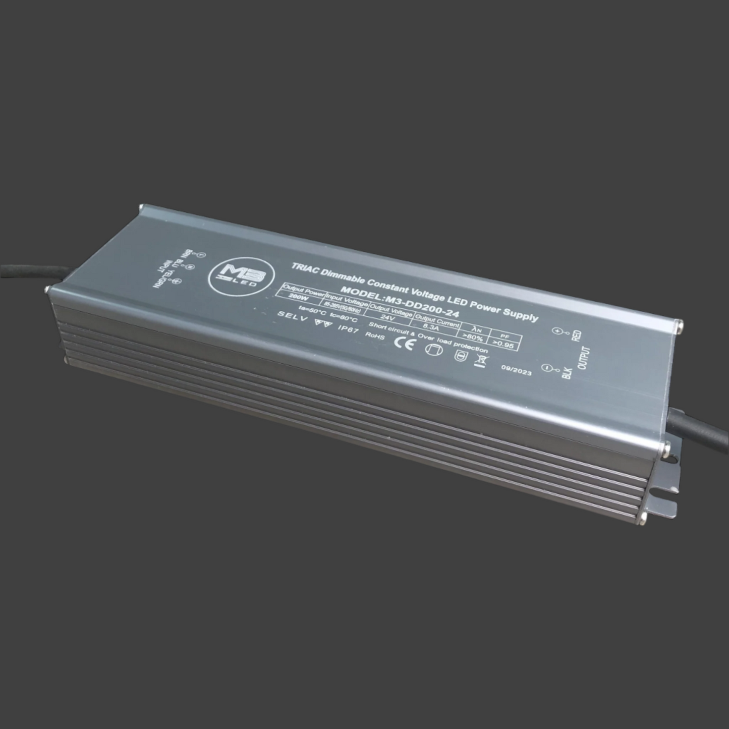 24V, 200W, Triac-Dimmable LED Driver, IP67 Rated