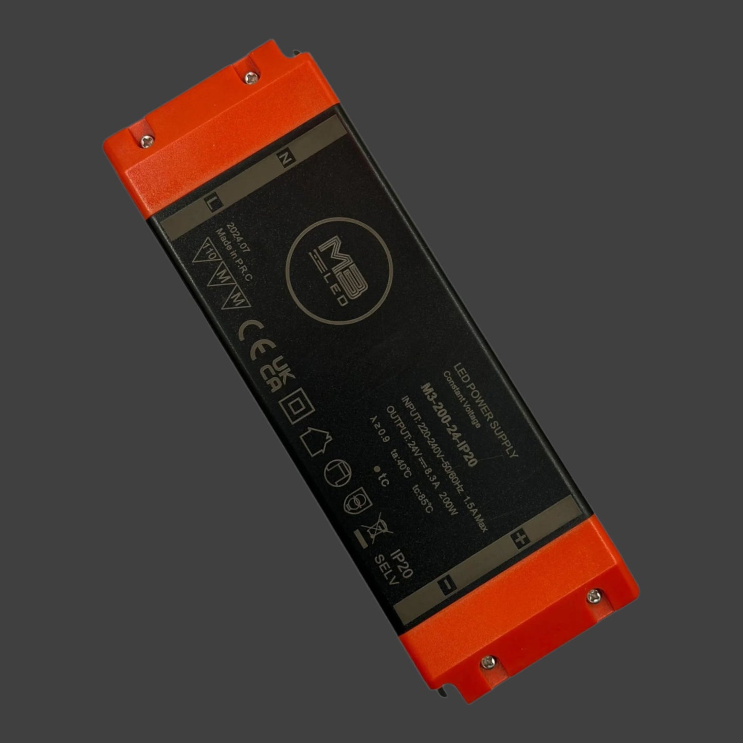 24V, 200W, Non-Dimmable LED Driver, IP20 Rated