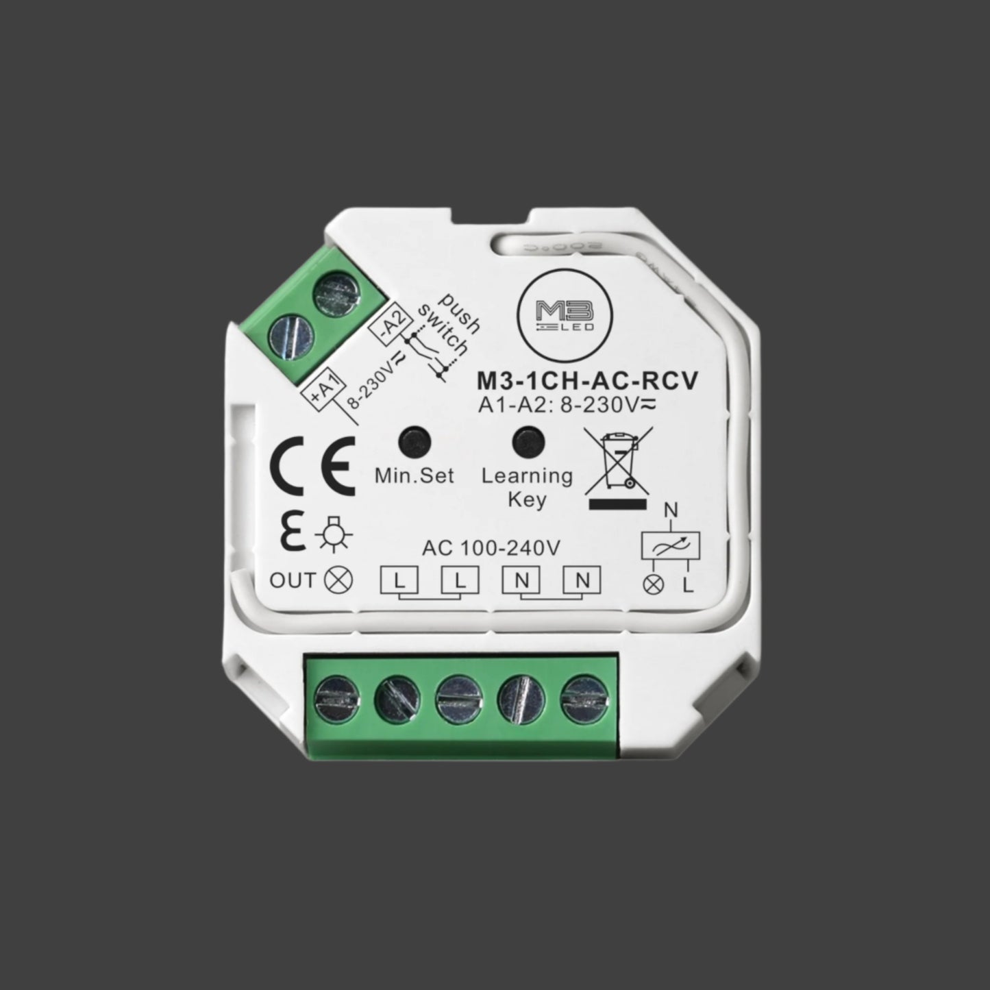 1 Channel RF Triac Dimmable Receiver - Mains 230V - 400W
