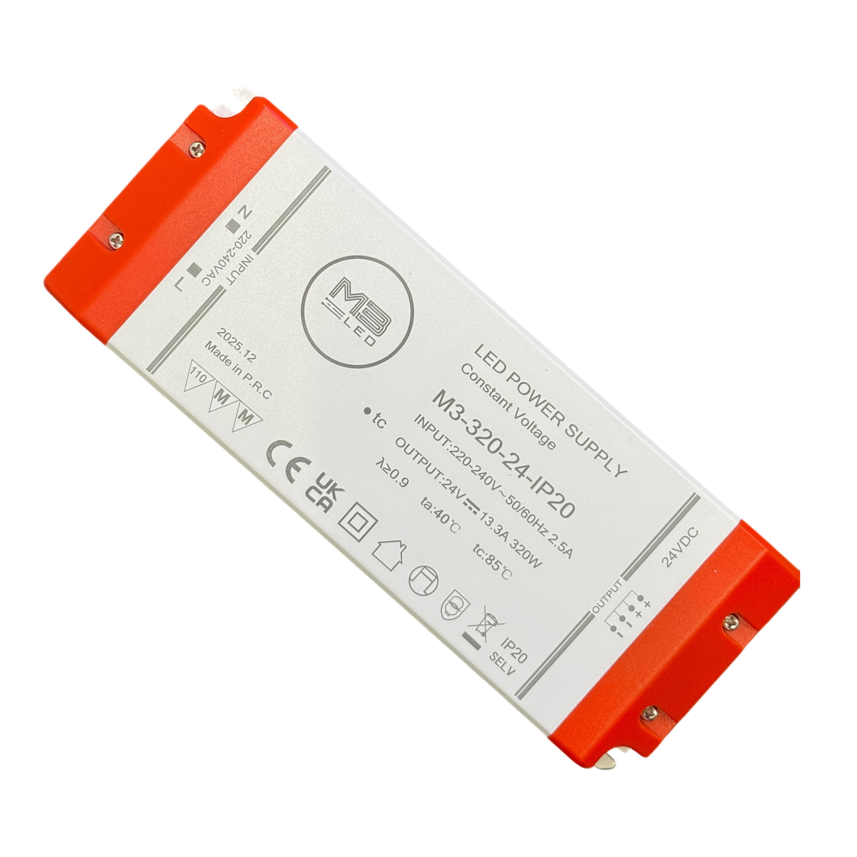 24V, 320W, Non-Dimmable LED Driver, IP20 Rated