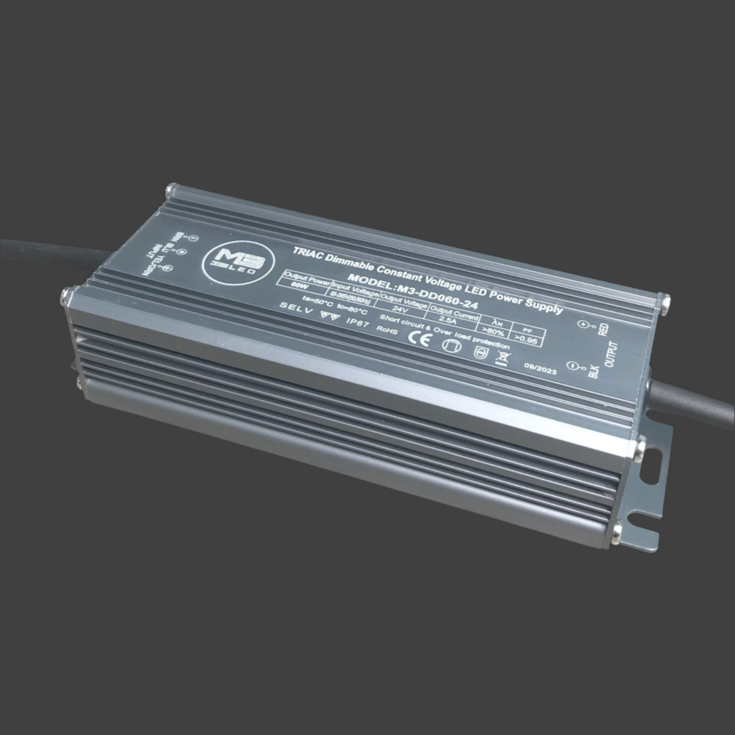 24V, 60W, Triac-Dimmable LED Driver, IP67 Rated