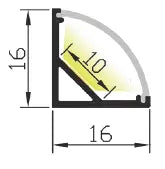 M3 LED 16mm x 16mm Black Corner Surface LED Profile